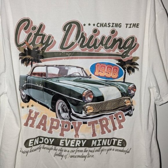 *3 FOR $9* Shein City Driving 1998 Chasing Time Back Graphic Oversized Tee Shirt - Picture 2 of 3